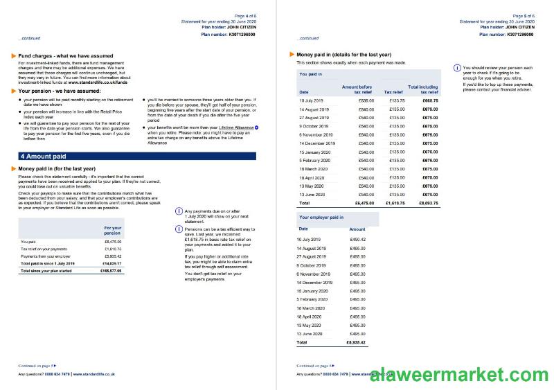 United Kingdom Standard Life utility bill template in Word and PDF format, 7 pages 5 6
